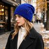 Windproof Beanie Hat Warm Skullies Hat Casual Knitted Pullover Cap  for Women