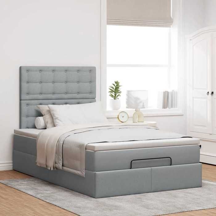 Maison Exclusive - Cadre de lit ottoman et matelas gris clair 120x200 cm tissu