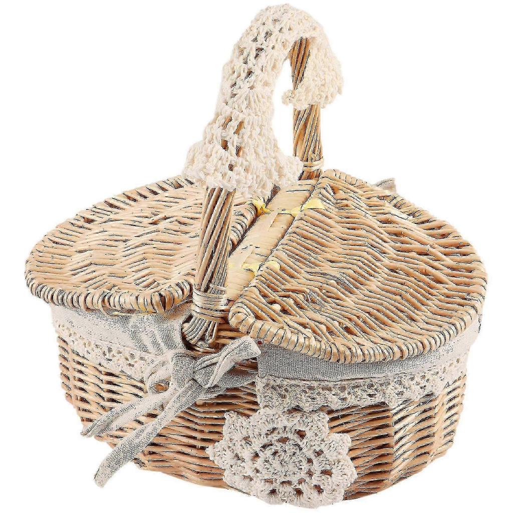 Basket wicker camping picnic basket and wooden wicker picnic basket