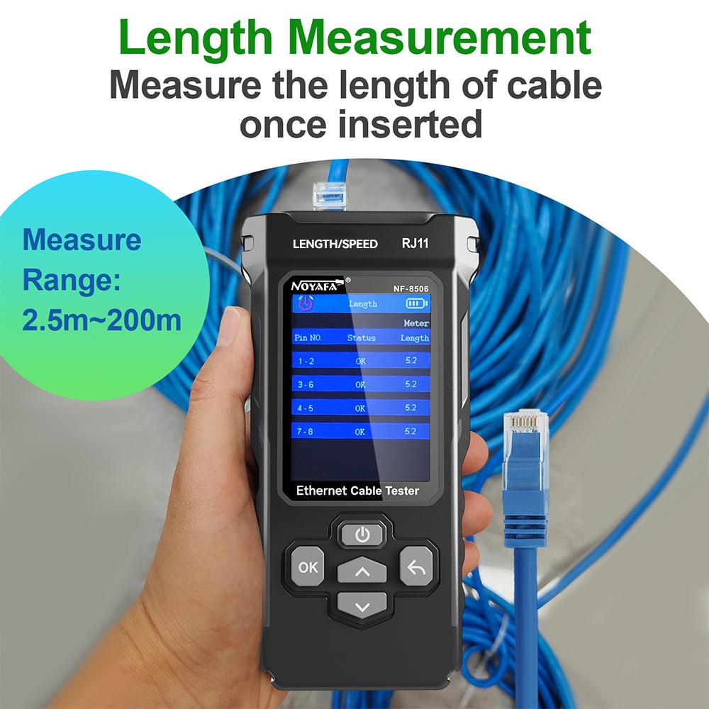 Тестер сетевого кабеля NOYAFA NF-8506 поддерживает тест PING/сканирование IP/скорость сетевого порта Многофункциональный инструмент для поиска кабелей