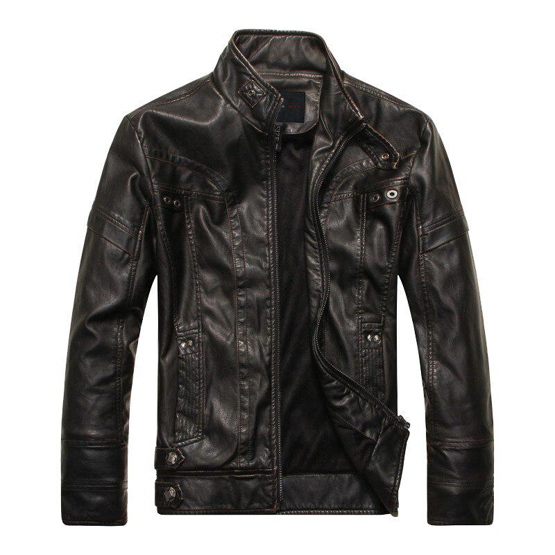 Winter Brand Leather Jacket Men Slim Collar Jaqueta Couro Bomber Jacket Faux Leather Fur Coat