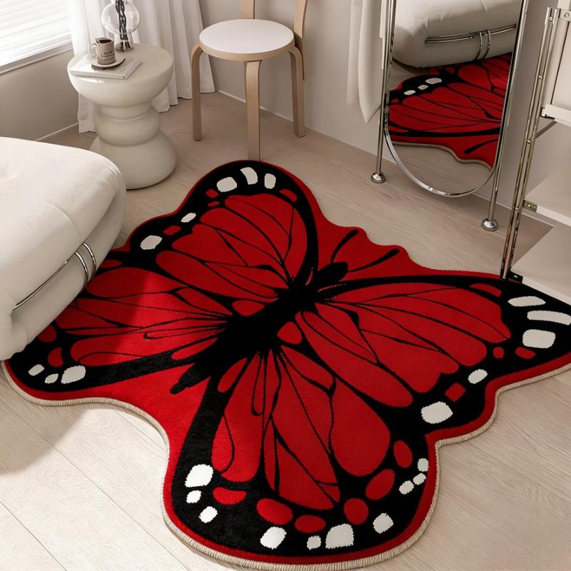 Butterfly Pattern Bedroom Decor Plush Carpet Irregular Shape Carpets for Living Room Home Thick Floor Mat Fluffy Soft Lounge Rug
