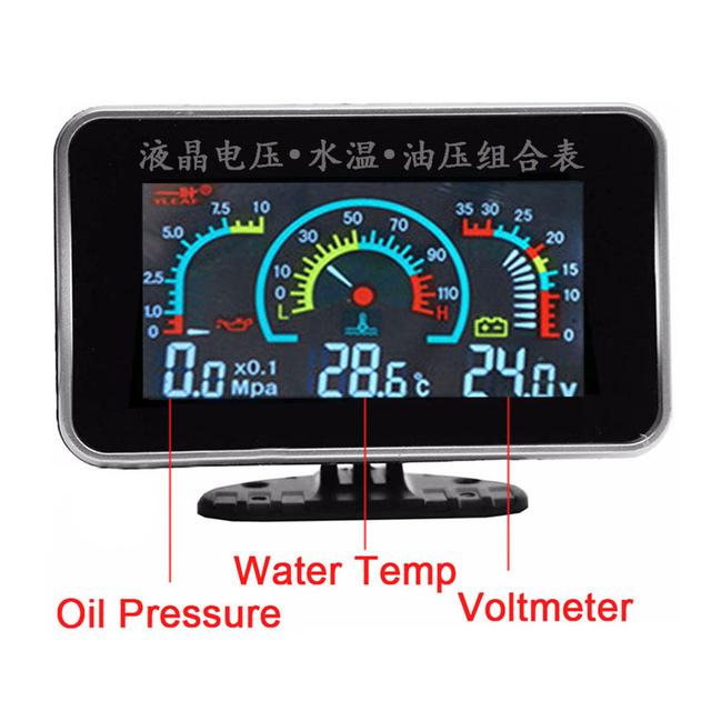 Instrument Panel 4in1 Universal LCD Car Digital ALARM Gauge Voltmeter Oil Pressure Fuel Water Temp 12V for Voltimetro Coche