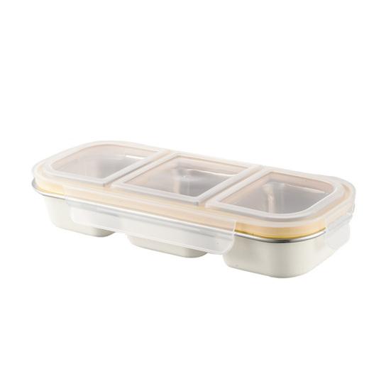 Stainless Steel Snack Containers Divided Condiment Box with Lids Lunch Box