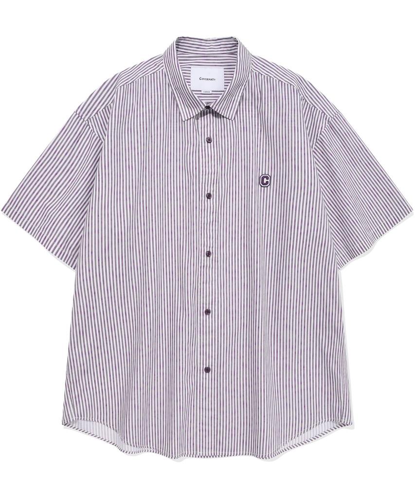 COVERNAT Drawing Stripe Half Shirt Purple