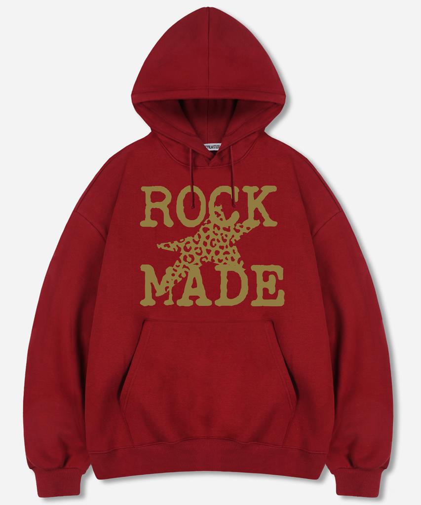 Худи оверсайз с логотипом Rock Made, бордовый