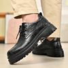 Casual Thick Soled Men's Leather Shoes Fashionable Classic Minimalist Style Outdoor Leisure Trend Party Youth Office Shoes New