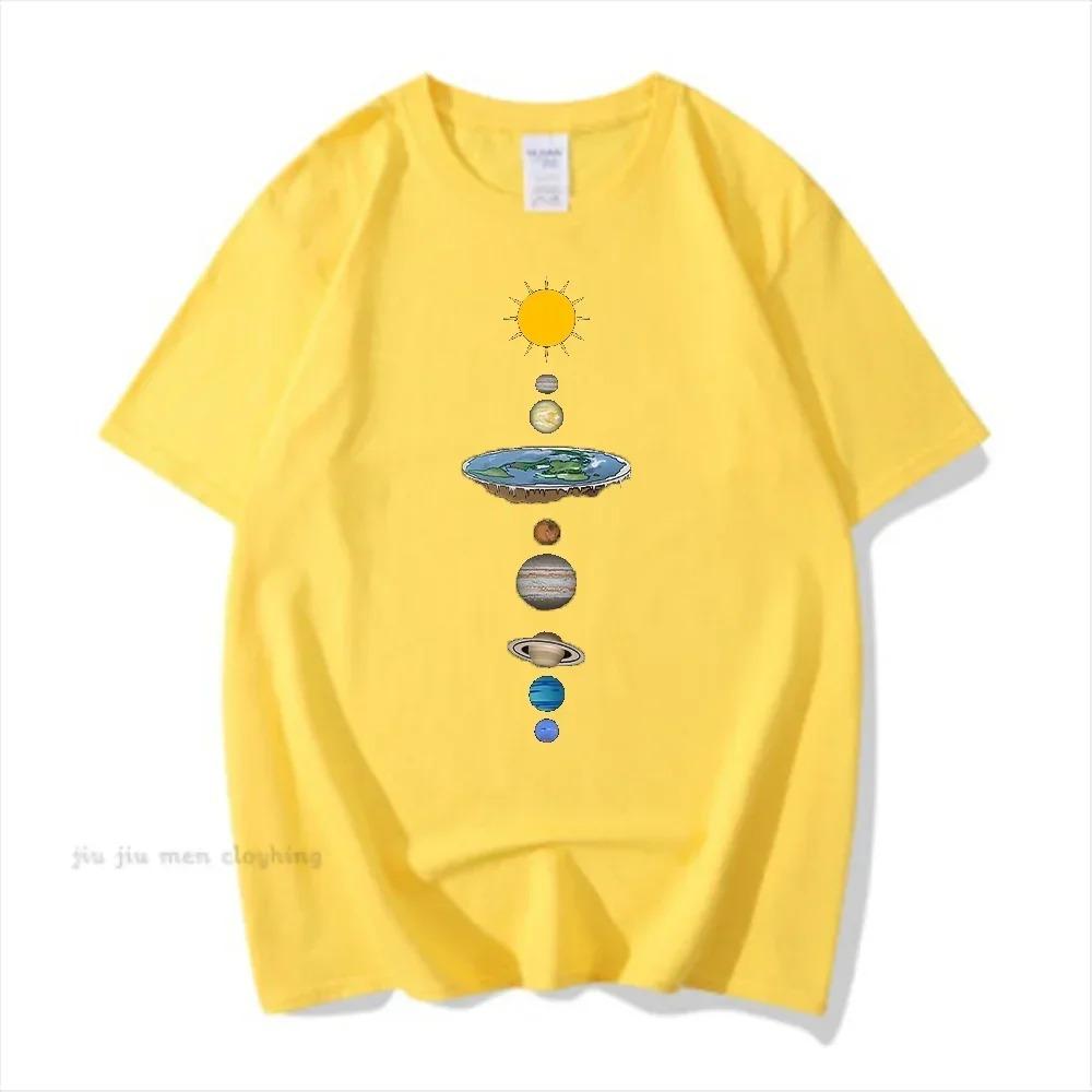 Cosmic Solar System Planets Print Short Sleeve T-Shirt Men Casual Tee Clothing Loose Oversized Summer Polyester Tops Tshirts