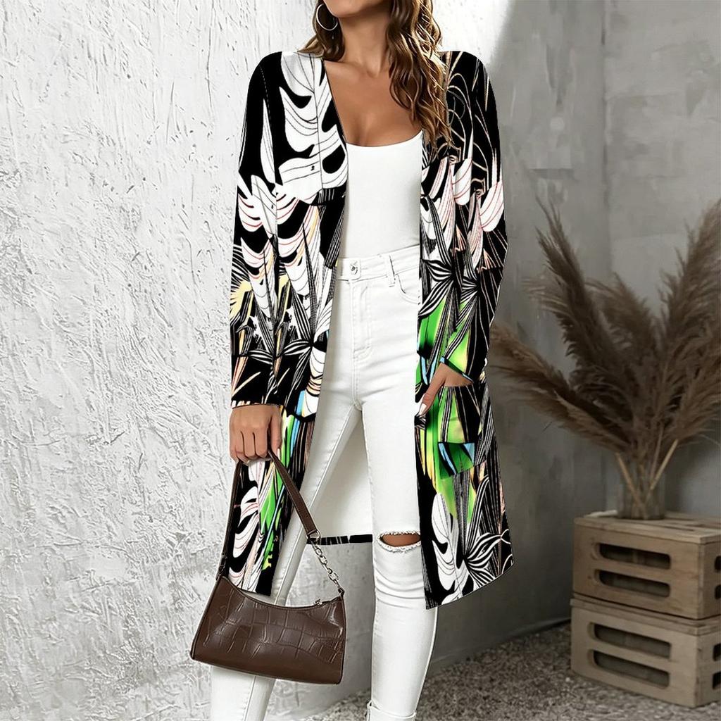 Plus Size Women Long Sleeve Open Front Loose Outerwear Casual Fashion Cardigan