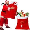 Christmas Home Party Supplies Velvet Santa Gift Bags, Large Red Soft Fabric Present Sack Festive Holiday Favor Bags with Drawstring Closure, Reusable