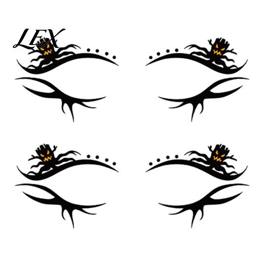 Removable Face Tattoo Stickers 2 Pairs Halloween Eye Stickers, Waterproof Temporary Decals with Costume Accessories Pumpkin Bat Spider Web, Easy Apply
