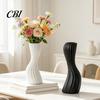 Unique Relief Pattern Vase Minimalist Twisted Vase, Modern Ribbed Flower Decorative Container, Creative Farmhouse Interior Decor Floral Arrangement