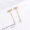 Original Bow with Diamond Long Super Fairy Fringed Earrings Korean Version of Simple Temperament Water Drop Earrings