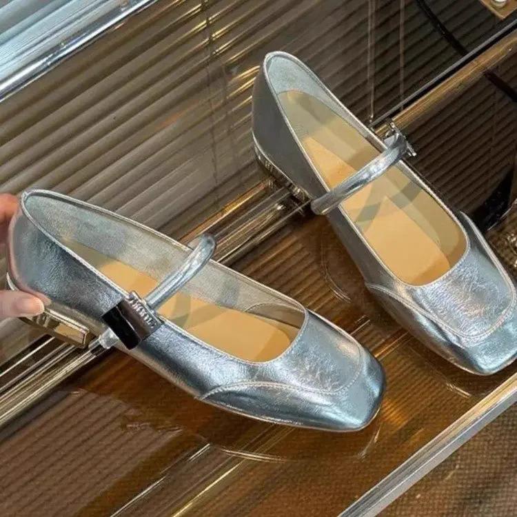 Fashion Mary Jane Shoes for Women New Fashion Medium Heeled Women Single Shoes Soft and Comfortable Red Ballet Shoes Zapatos De Mujer