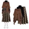 Women's Autumn and Winter Office Set Thickened Dress + Top 2 Piece Set