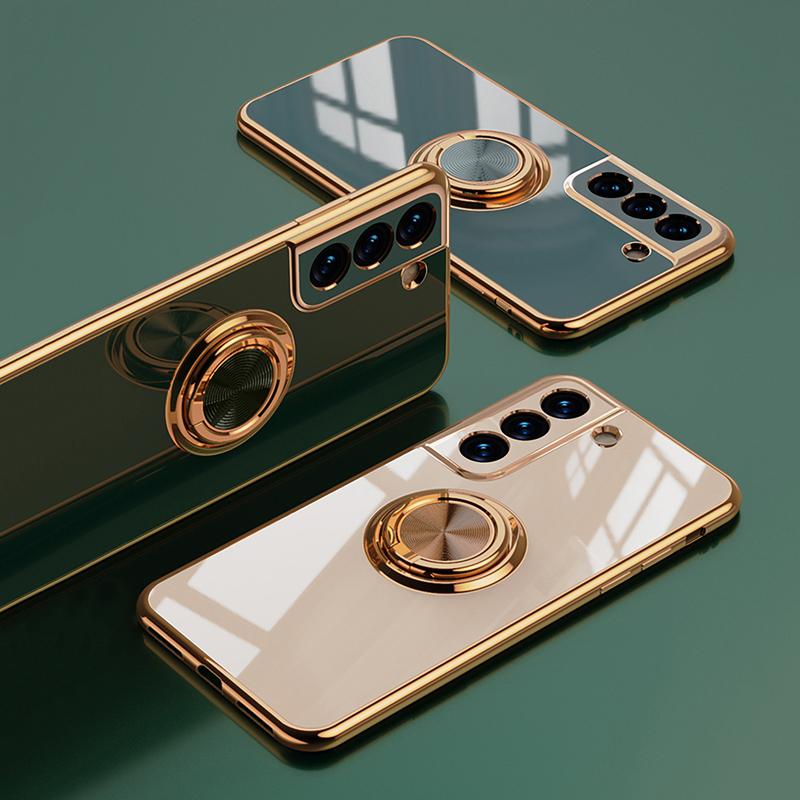 Силиконовый чехол с покрытием для Samsung Galaxy S21 S22 Ultra S20 FE S10 Plus Note 20 10 9 A53 A52 A52S 5G Магнитный чехол-держатель с кольцом