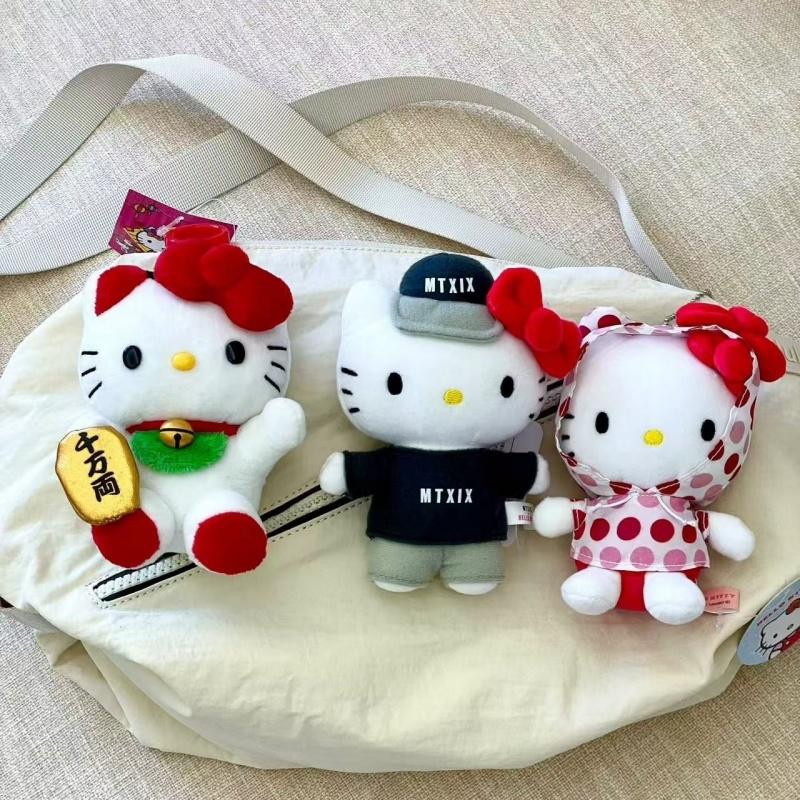 Sanrio Maneki-neko Hello kitty Plush doll Animal Plush knapsack Pendant Cartoon Lucky kitty Cat bag accessoires Ornament Gift