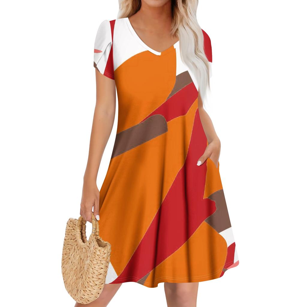 Женское повседневное модное платье с V-образным вырезом и коротким рукавом, стильное свадебное платье для гостей