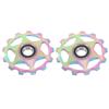 2PCS 11T Aluminum Alloy Pulley Jockey Wheel for Rear Derailleur Oil Slick Color Pattern Bike Parts