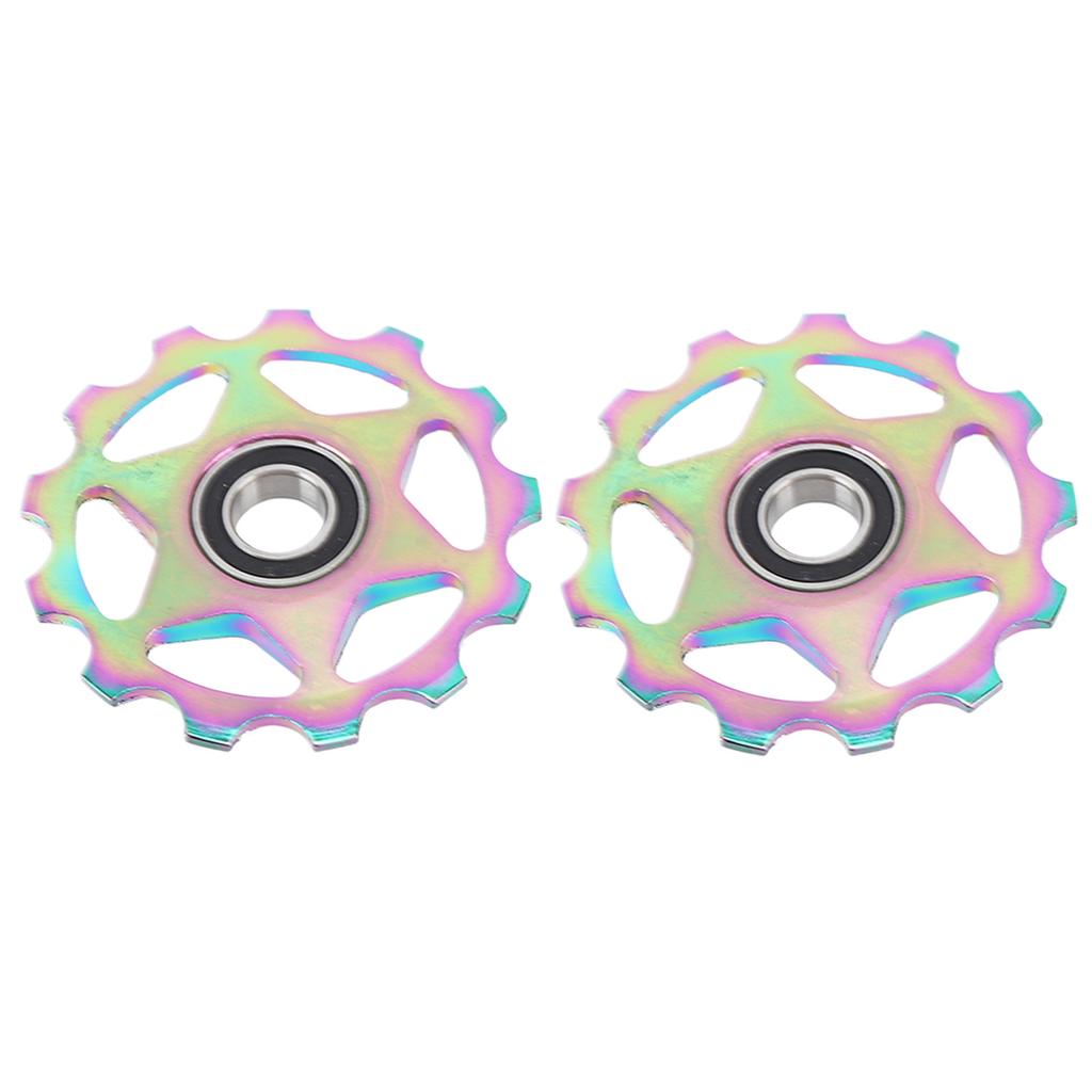 2PCS 11T Aluminum Alloy Pulley Jockey Wheel for Rear Derailleur Oil Slick Color Pattern Bike Parts
