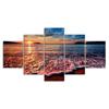 Sunset Beach Ocean Sea Waves 5 Piece Five Panel Wall Canvas Print Modern Art Poster Picture Home Decor Gift For Him For Her