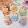 7-15 Years Kids Boys Girls Homework Gloves Cute Rabbit Ear Half Finger Flip Cover Winter Warm Gloves Knitted Cold-Proof Mittens