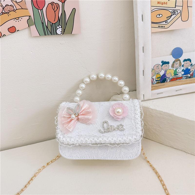 Chic Lace Pearl Handbag For Children In Trendy Floral Styles Ideal For School And Daily Outfits
