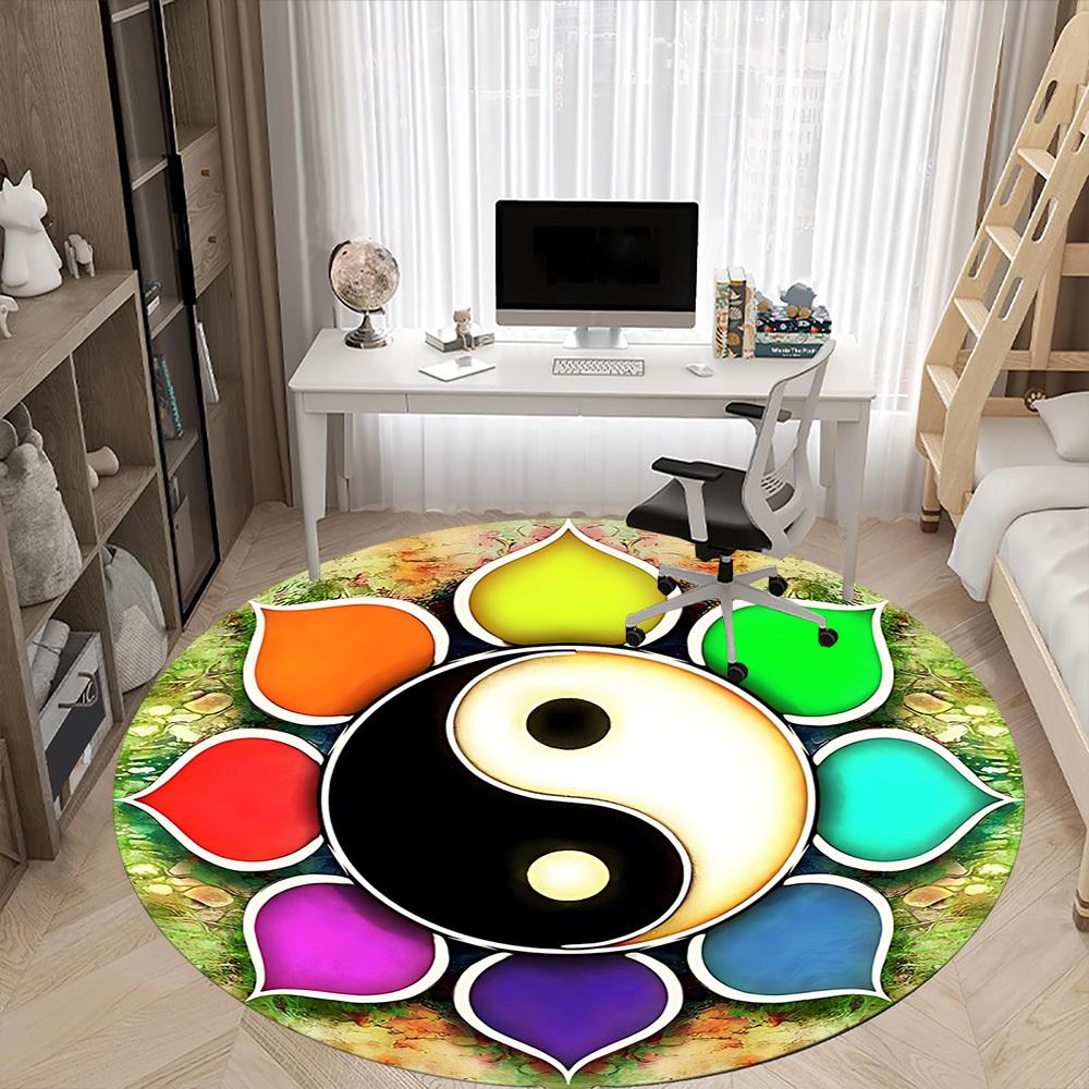 1pc Yin Yang Symbol Chair Carpet for Office Non-Slip, Machine Washable Rug for Office, Room - Holiday Decor, Machine Made yy251016084