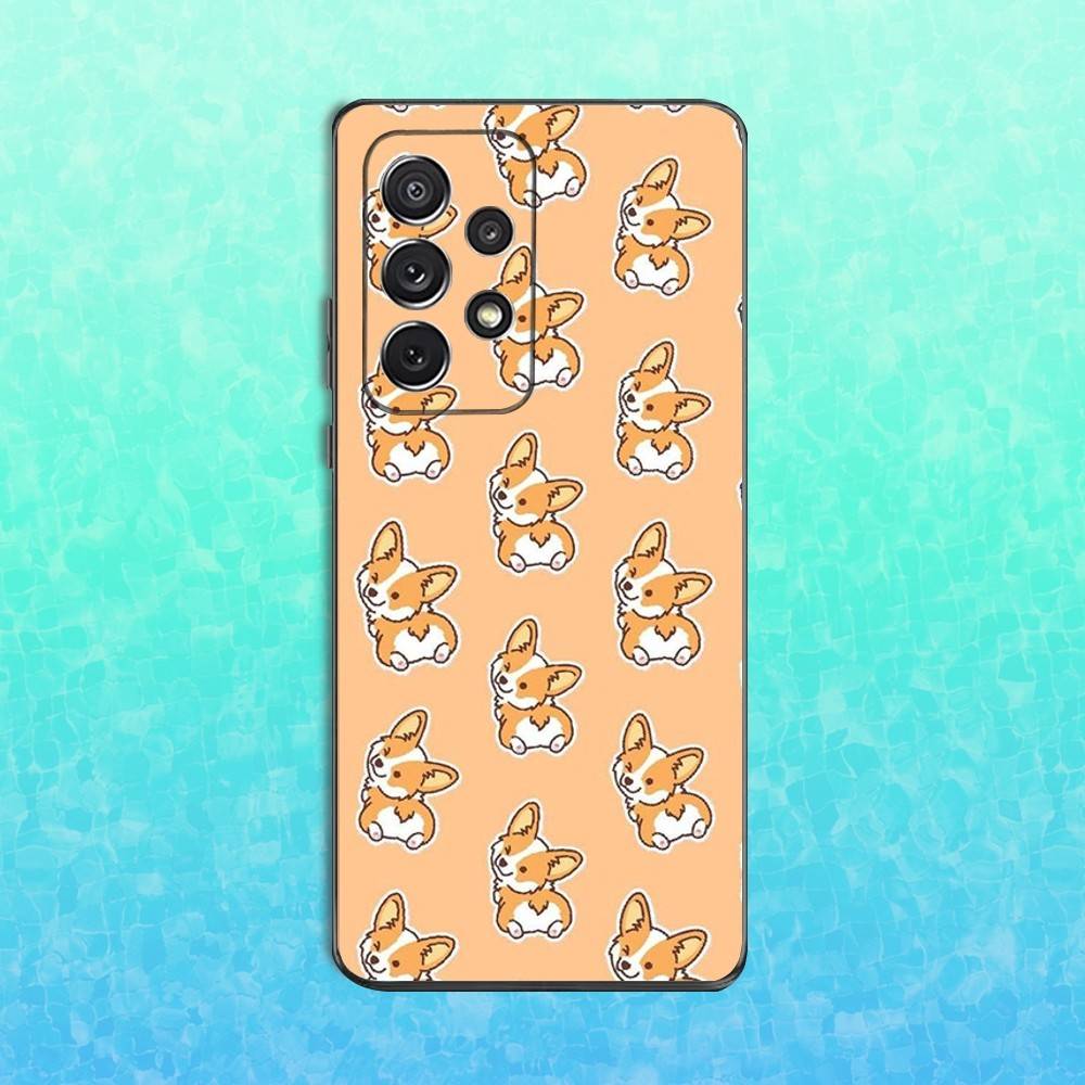 Cartoon Cute Corgi Dog Phone Case For Samsung S25,S24,S23,S22,S21,S20,S10,Ultra,Plus,Lite,FE,Soft Silicone Black Cover