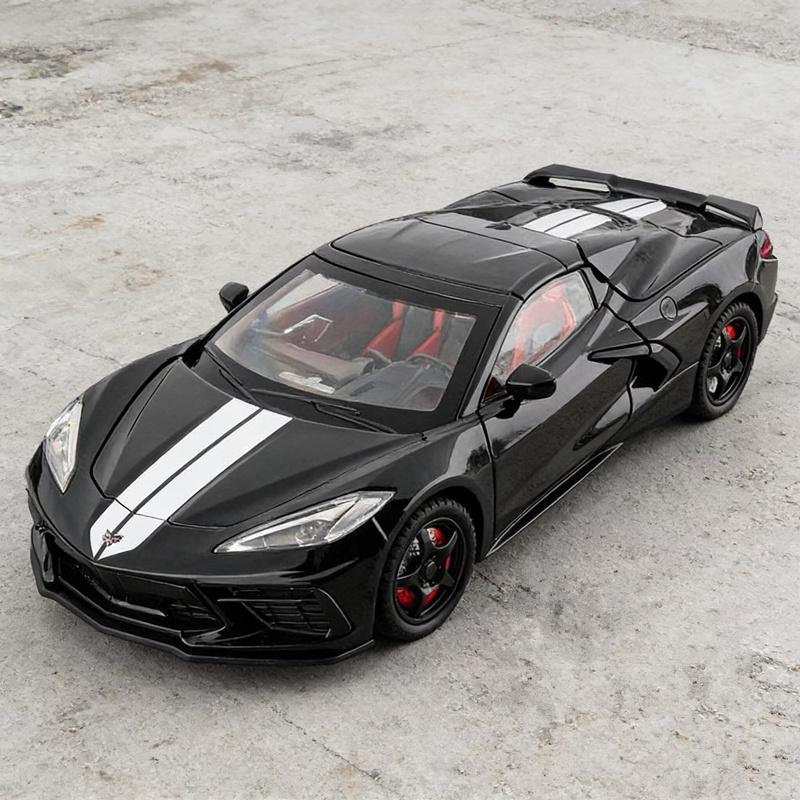 1:24 Corvette C8 R Сплав Спортивный Автомобиль Модель Литье под Давлением Металл Трековые Гонки Транспортные Средства Модель Автомобиля Симуляция Звука и Света Детская Игрушка Подарок