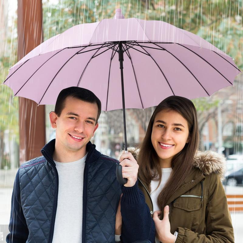 Автоматический зонт 16 спиц Ветрозащитный зонт 33,4 дюйма длиной Водонепроницаемый купол Ручка-трость Купол для дождливых дней