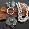 1pc Nordic Viking Wolf Head Stainless Steel Necklace, Men's King Chain Pendant Necklace Vintage Viking Amulet Jewelry, Party Punk Hip Hop Accessor