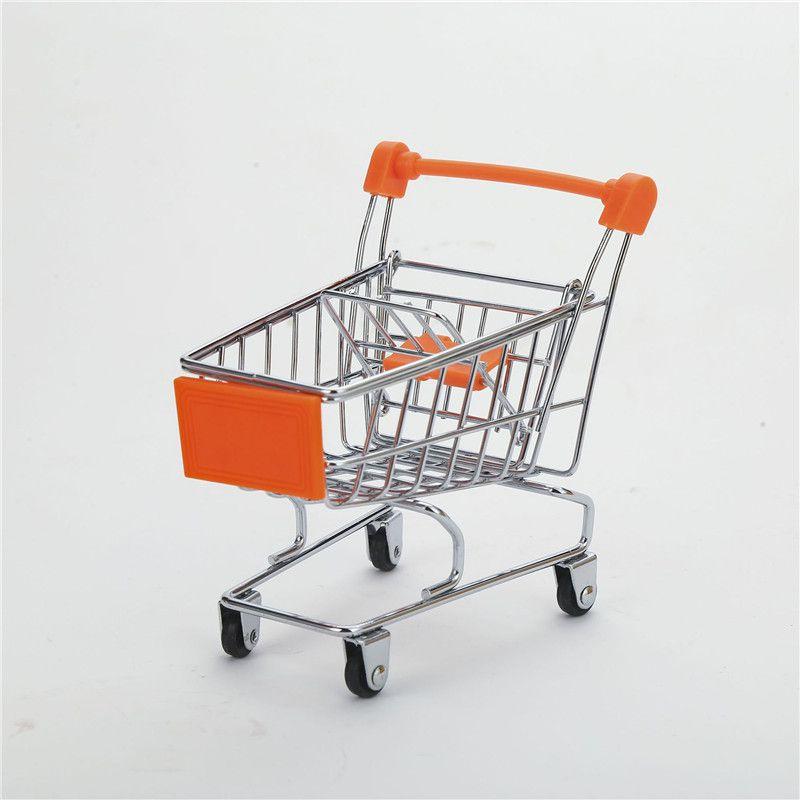 Delightful Mini Metal Shopping Trolley And Multi-functional Basket Toy For Engaging Kids Role Play