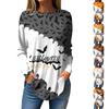Женская свободная футболка с длинным рукавом с круглым вырезом и принтом, верхний пуловер