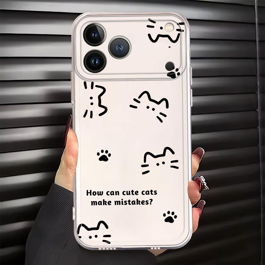 Милые отпечатки лапок котенка Мягкий чехол для телефона для iPhone 17 Pro Max 15 14 Plus 13 Pro XR XS Max 16 7 8 12 Mini Air 11