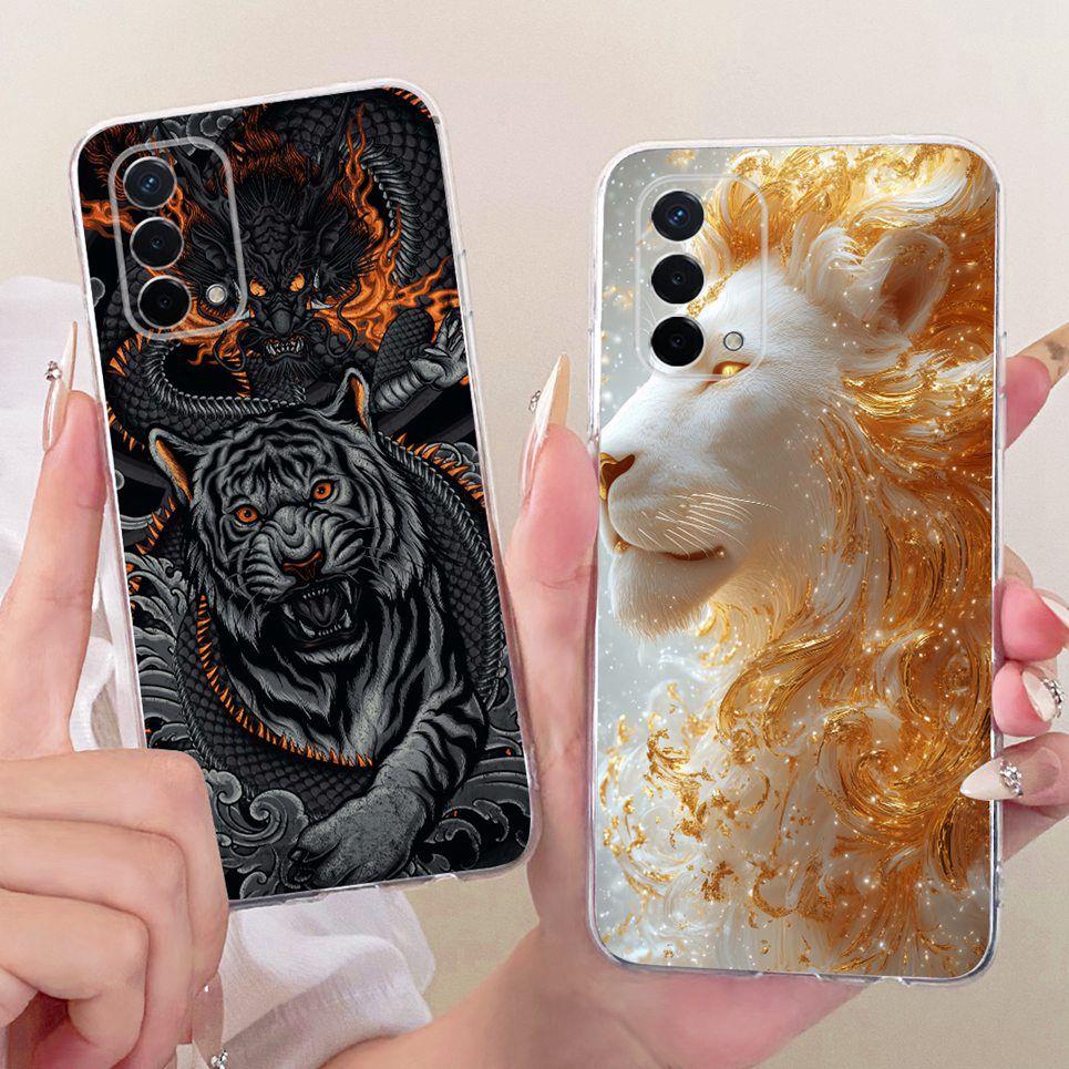 Cartoon Cat Dragon Animals Painting Casing For Oppo A74 4G 5G Global Oppo A95 4G Back Cover Clear Soft TPU Silicone Phone Case