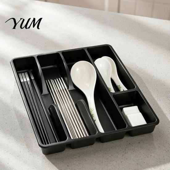 Plastic Utensil Organizer Drawer Cutlery Organizer, Multi-Compartment Tray, Space Kitchen Divider Saving Durable Storage Tray for Home Organized