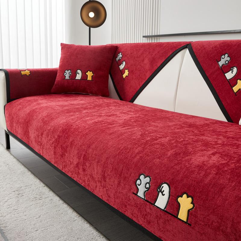 Мягкий шенилл с вышивкой Four Season Universal Sofa Полотенца, Г-образный секционный противоскользящий чехол для дивана для гостиной