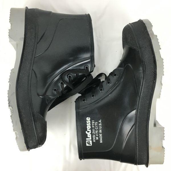 Винтажные США LaCrosse Стальной подносок ANSI Z41 PT91 Водонепроницаемые Рабочие Резиновые Сапоги 12/29-30 Черный(ИСПОЛЬЗОВАЛ)