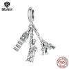 925 Sterling Silver Eiffel Tower Charm Bead Goddess of Liberty Pendant Fit Travel Women Bracelet DIY Fine Jewelry