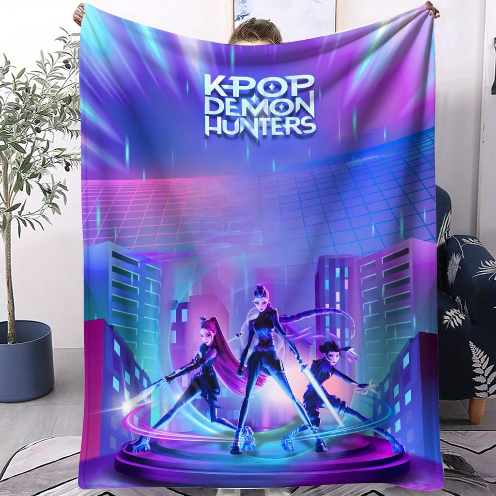 KPop Demon Hunters Printed Blanket Girls Boys Plush Throw Blanket Sofa Blankets Warm Birthday Gifts For Girls Huntrix Blankets