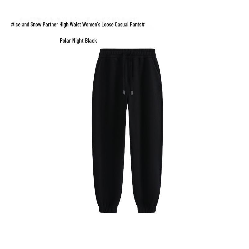 Женские ветрозащитные спортивные штаны с высокой посадкой: Уютные и теплые осенне-зимние повседневные брюки свободного кроя.