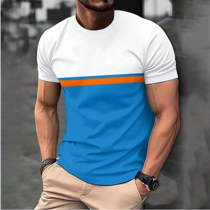 Летняя мужская популярная футболка с 3D-принтом, круглым вырезом и коротким рукавом