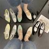 French Gentle Flat Mary Jane Shoes Women's 2025 Spring and Autumn New Square Head Silver Single Shoes Soft Sole Internet Celebrity Grandma Shoes