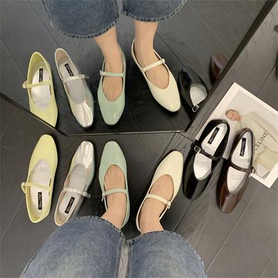 Французские элегантные туфли Мэри Джейн на плоской подошве женские 2025 весна и осень новые квадратный носок серебристые одинарные туфли мягкая подошва интернет-знаменитость туфли бабушки