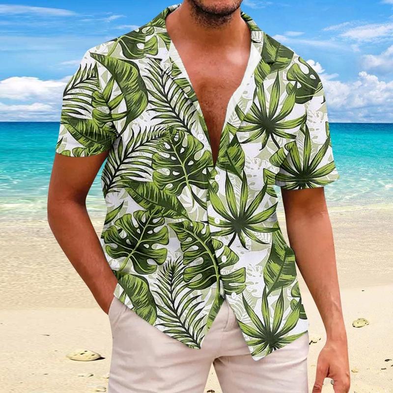 Beach Flower Men's Shirt 3d Print Hawaiian Short Sleeve Shirts For Men Summer Casual Shirt Loose Oversized Short Sleeve Tops