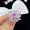 New Gorgeous Pink Flower Shape Classic Temperament Ring For Girl Charm Dinner Party Fine Delicate Jewelry New Trendy