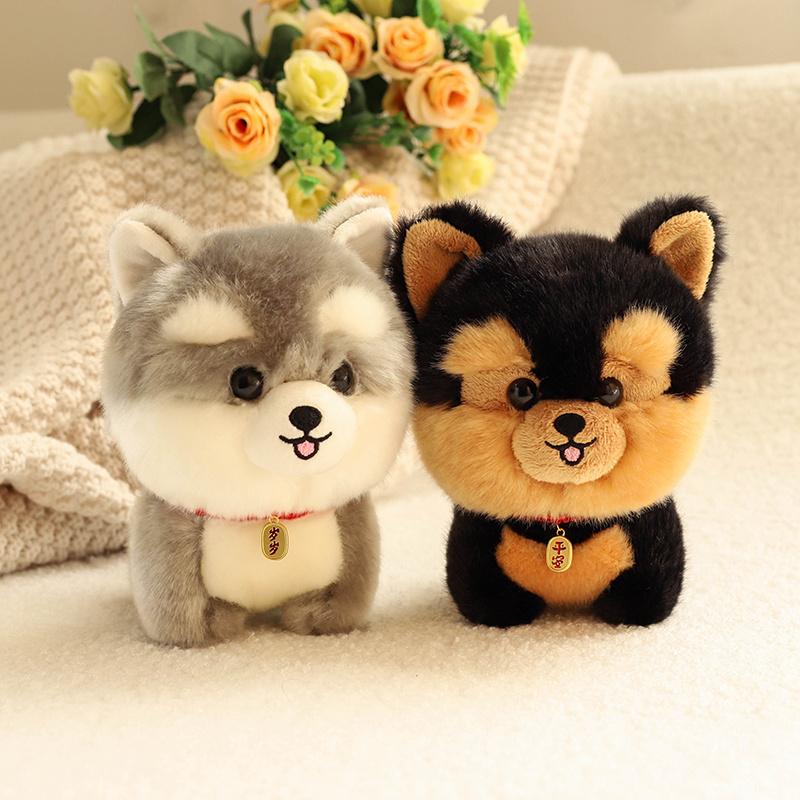 Lifelike Fluffy Dog Stuffed Toy Simulation Puppy Model Shiba Inu Corgi Husky Yorkshire Bichon frise Chow Chow Plush Doll Gifts 5