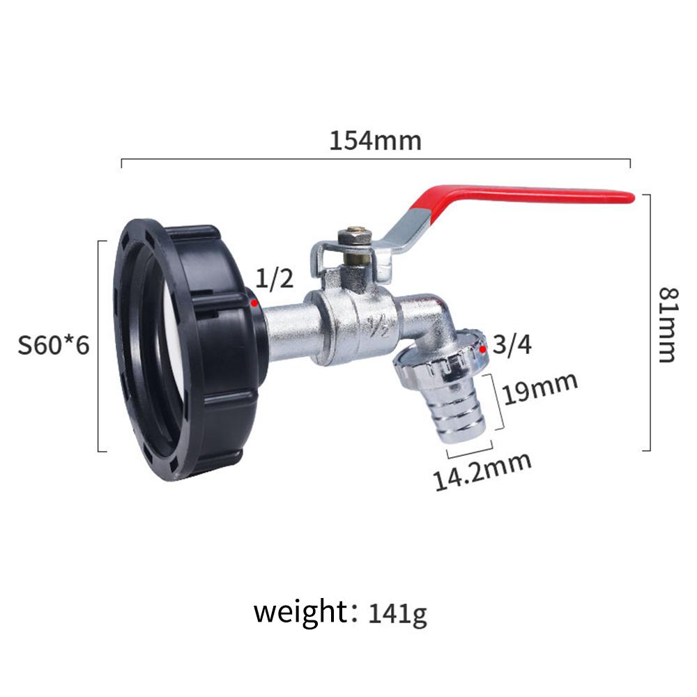 S60x6 Крупная резьба Соединитель крана IBC бака X 1/2'' 3/4'' Адаптер для водопроводной муфты 1000 л Сад Дом Сменный клапан Фитинг