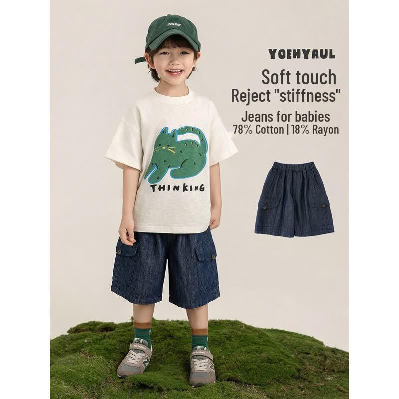 Boys' Fade-Resistant Summer Denim Capri Pants